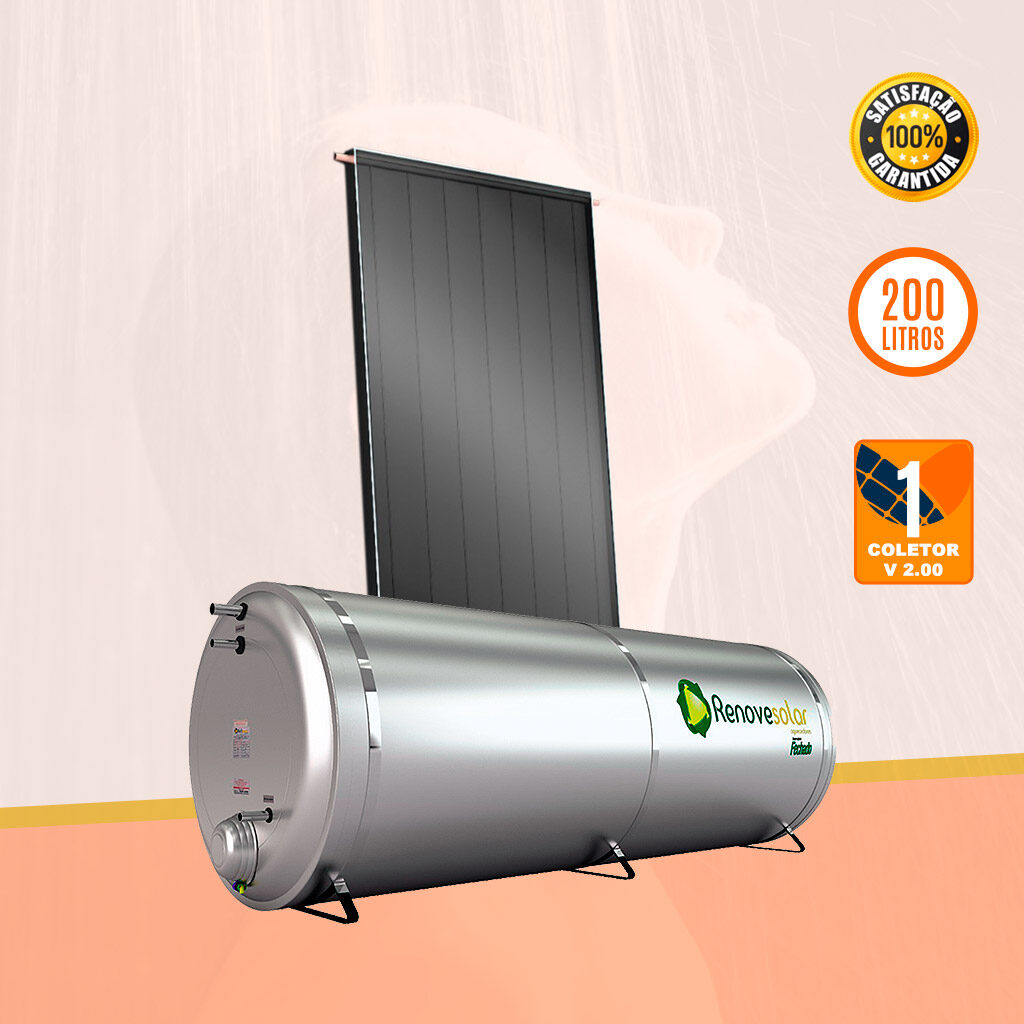 Kit Aquecedor Solar para Chuveiro com Reservatório 200 Litros e Coletor Solar v2