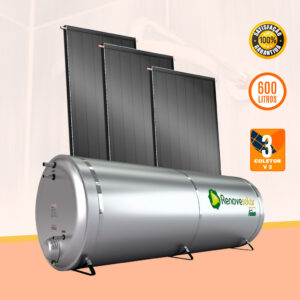 Kit Aquecedor Solar para Chuveiro com Reservatório 600 Litros e 03 Coletor Solar v2